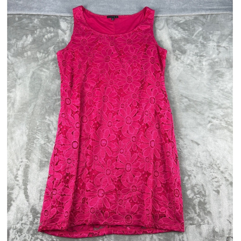 Tiana B. Dress Womens XXL Sheath Pink Floral Lace Sleeveless EUC